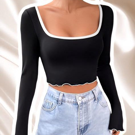 crop top manga larga luz